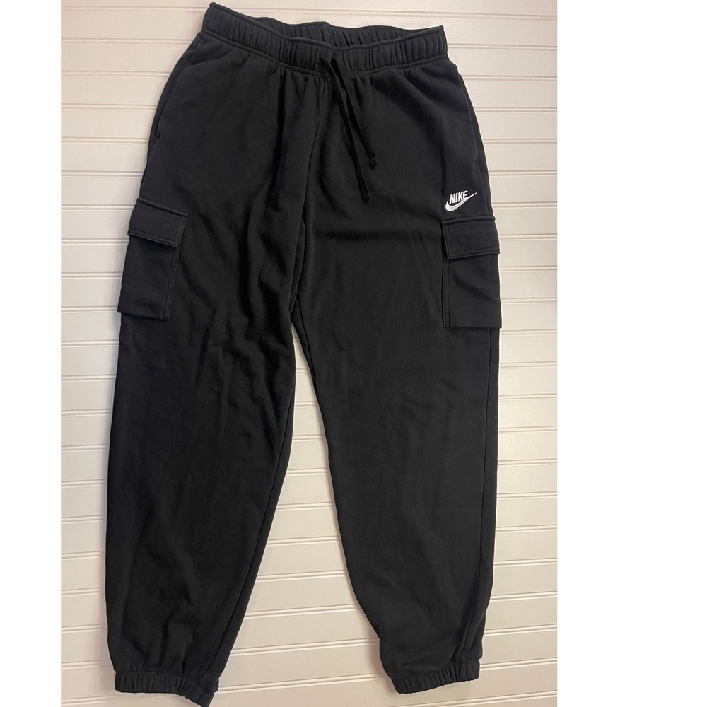 Nike Mens Club Fleece Cargo Joggers Black Sweatpants Medium